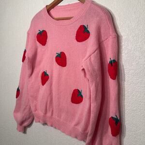 Strawberrry Sweater Unbranded Women’s Large‎ Pink